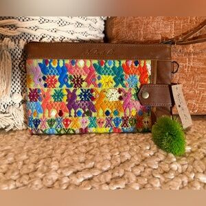 Nena & Co. Colorful Everything Clutch with Cafe Brown Leather